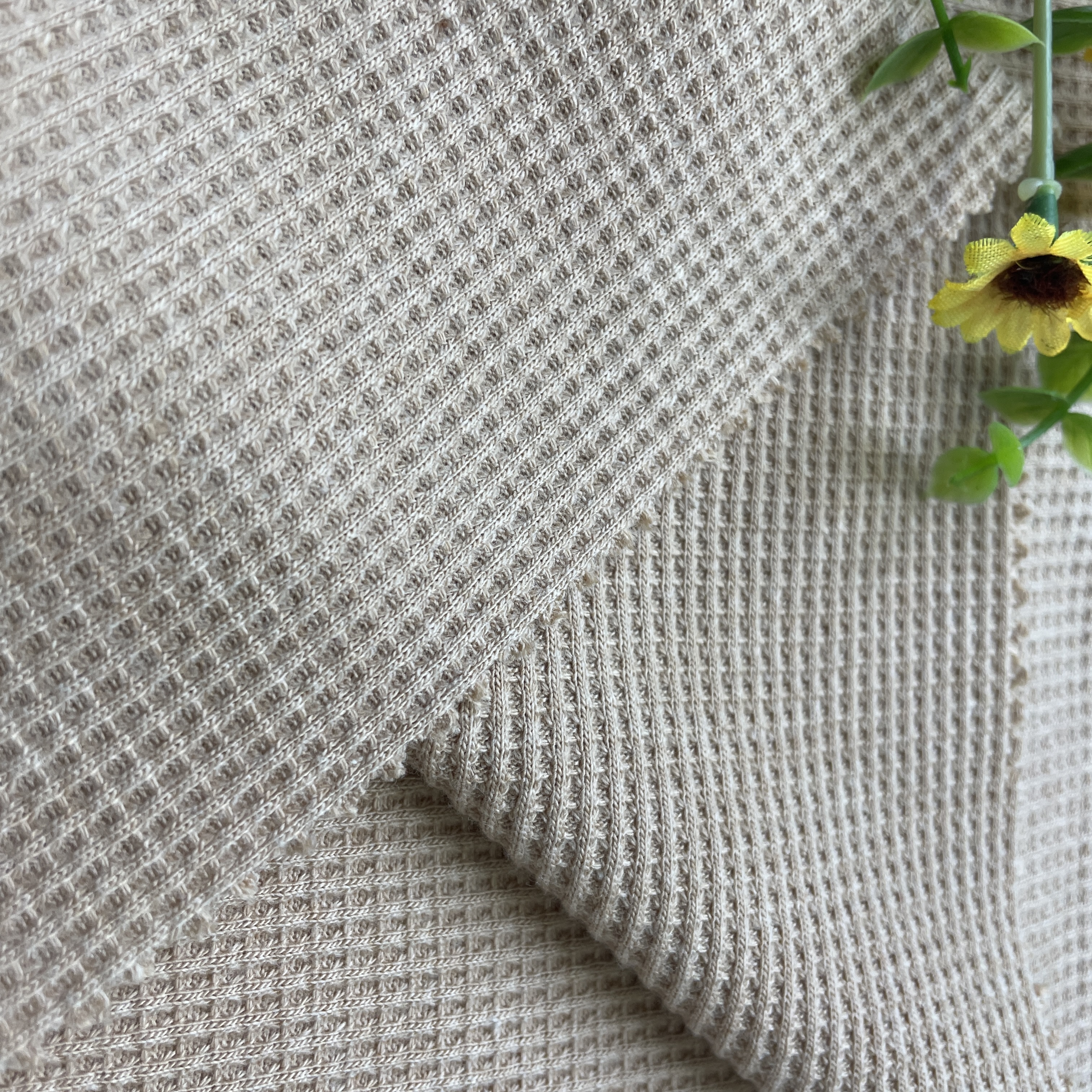 Jacquard Breathable Cotton Polyester Waffle Interlock Knitting Fabric