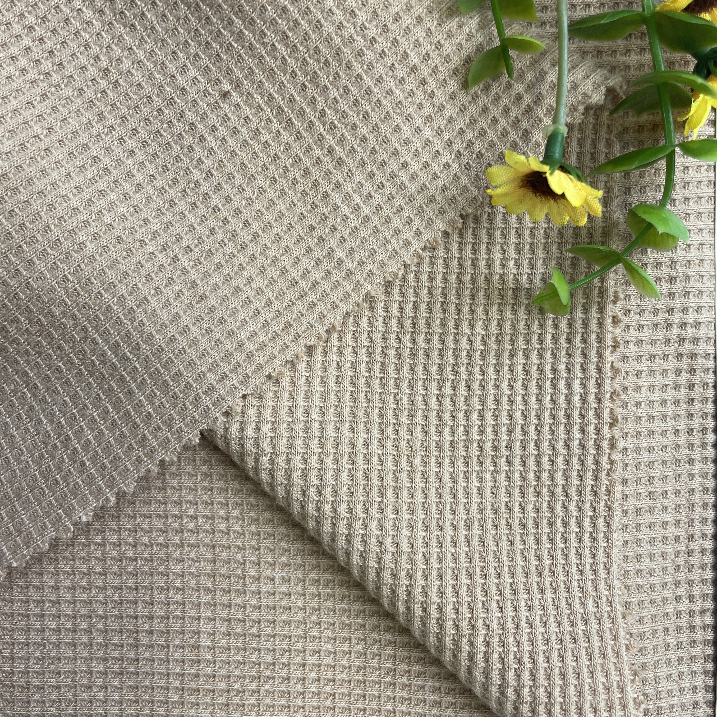 Jacquard Breathable Cotton Polyester Waffle Interlock Knitting Fabric